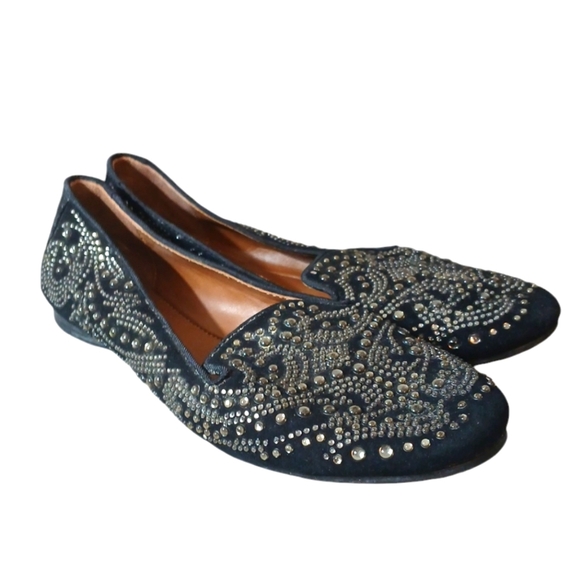 Donald Pliner 25th Anniversary Black Suede Studded Ballet Flats size 7.5 - Picture 6 of 9